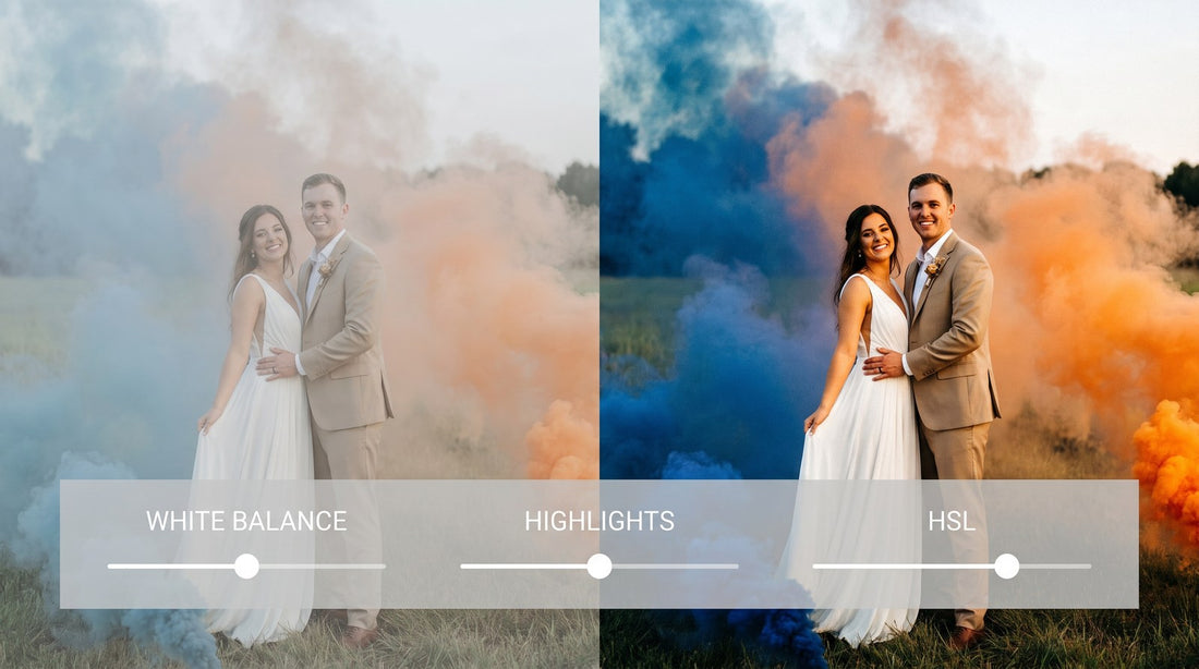 the left half flat and washed out with colored smoke - Shutter Bombs