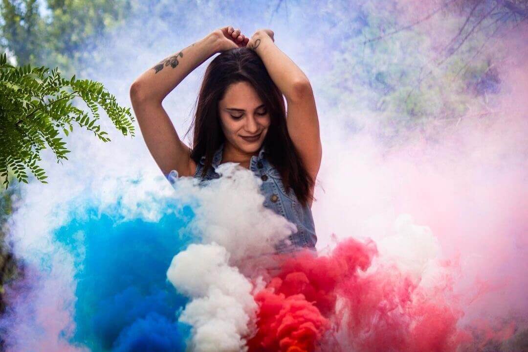 red white and blue smoke bombs