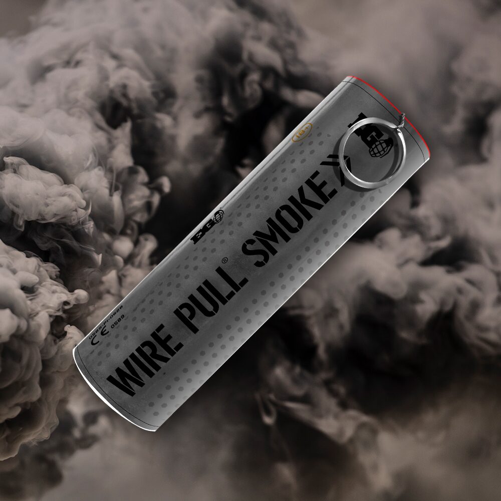 Black WP40 Wire Pull Smoke Grenade - 90 Second Colored Smoke Bomb