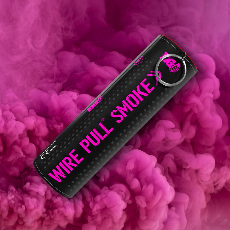 Pink WP40 Wire Pull Smoke Grenade - 90 Second Colored Smoke Bomb