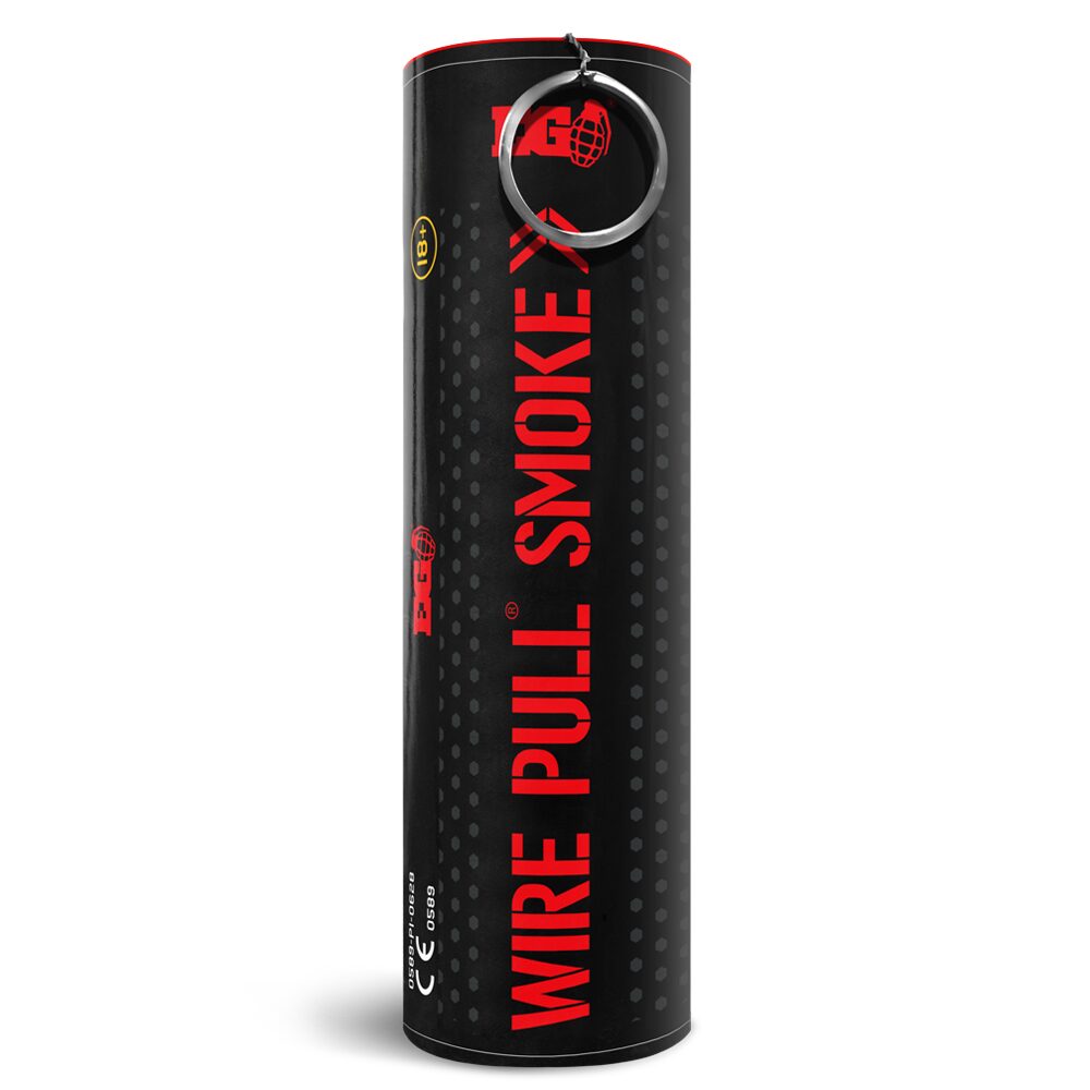 Red WP40 Wire Pull Smoke Grenade - 90 Second Colored Smoke Bomb