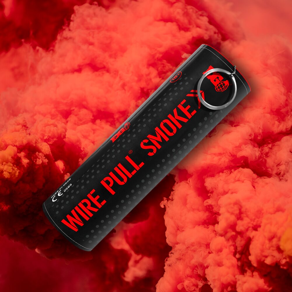 Red WP40 Wire Pull Smoke Grenade - 90 Second Colored Smoke Bomb