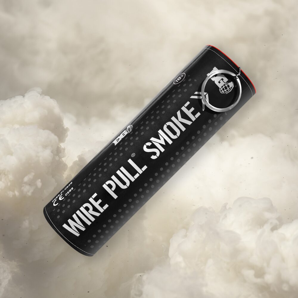 White WP40 Wire Pull Smoke Grenade - 90 Second Colored Smoke Bomb