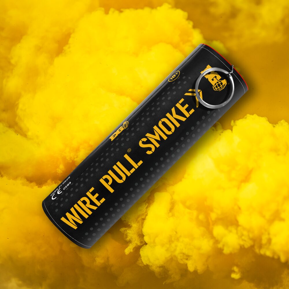 Yellow WP40 Wire Pull Smoke Grenade - 90 Second Colored Smoke Bomb