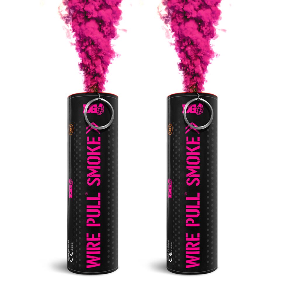 Pink WP40 Wire Pull Smoke Grenade - 90 Second Colored Smoke Bomb