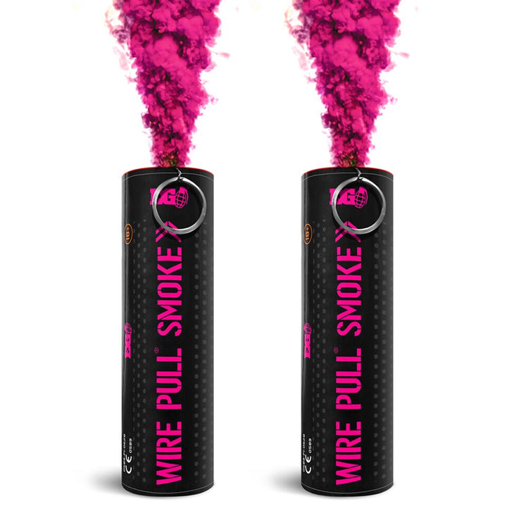 Pink WP40 Wire Pull Smoke Grenade - 90 Second Colored Smoke Bomb