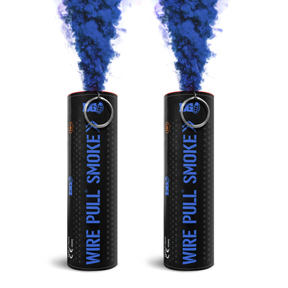 Blue WP40 gender reveal smoke bomb deploying blue smoke