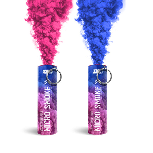 Pink and Blue WP40 Gender Reveal Smoke Bombs Side by Side