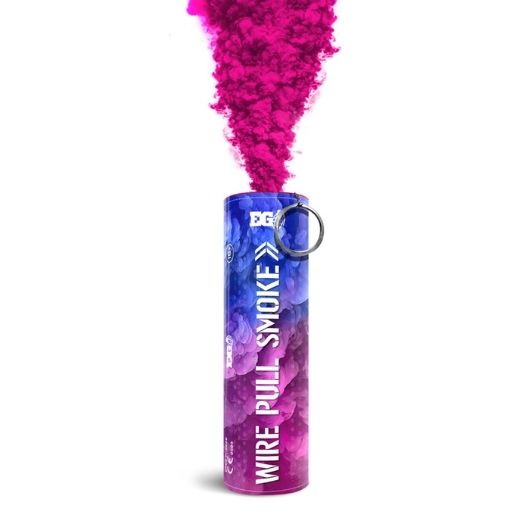 Pink gender reveal smoke grenade, discreetly labeled, pink smoke