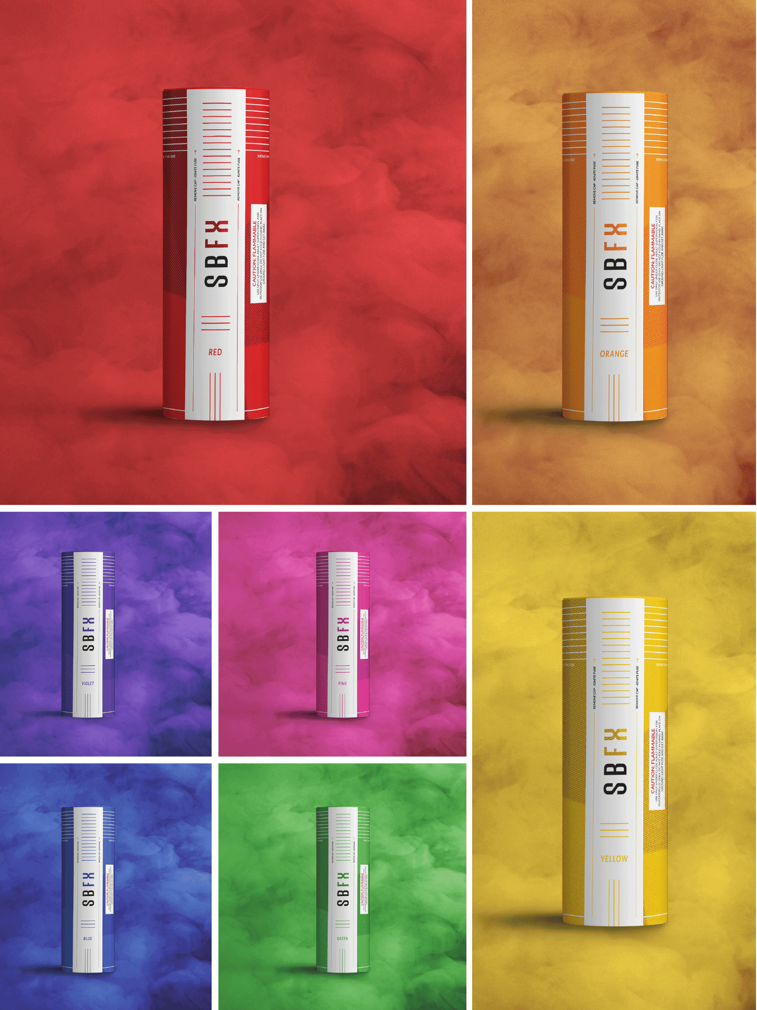 Colorful Smoke Bombs - Rainbow Smoke Grenades - Photography